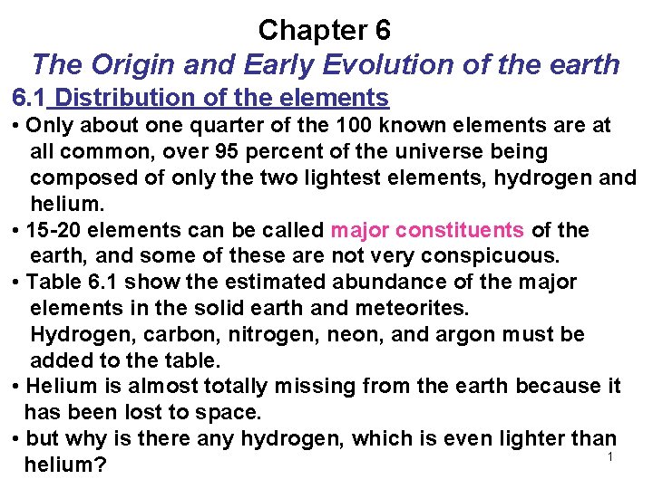 Chapter 6 The Origin and Early Evolution of