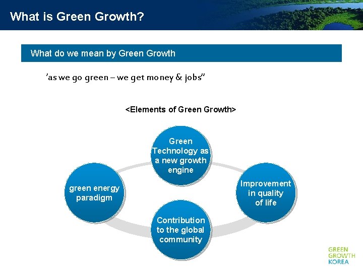 What is Green Growth? What do we mean by Green Growth ’as we go