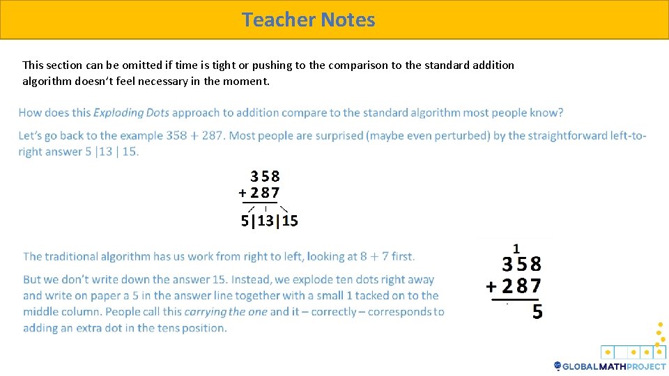Teacher Notes This section can be omitted if time is tight or pushing to Teacher Notes This section can be omitted if time is tight or pushing to