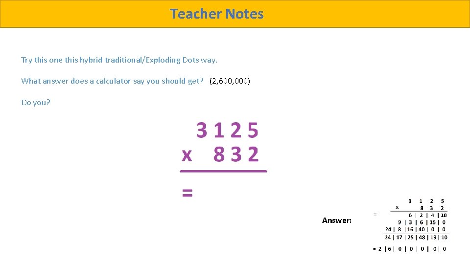 Teacher Notes Try this one this hybrid traditional/Exploding Dots way. What answer does a Teacher Notes Try this one this hybrid traditional/Exploding Dots way. What answer does a