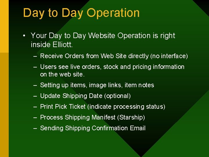 Day to Day Operation • Your Day to Day Website Operation is right inside