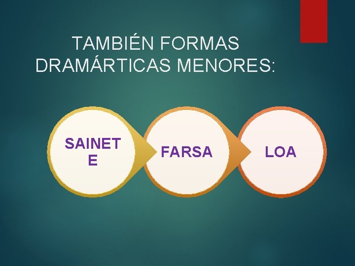 TAMBIÉN FORMAS DRAMÁRTICAS MENORES: SAINET E FARSA LOA 