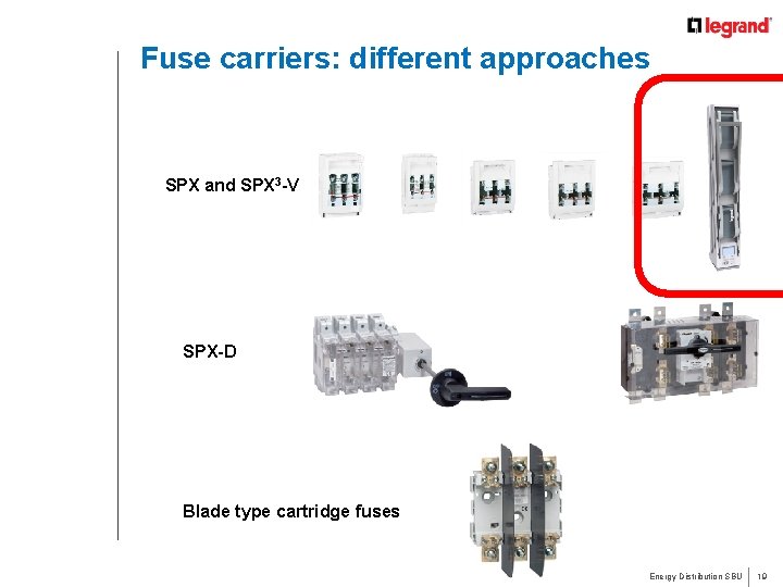 Fuse carriers: different approaches SPX and SPX 3 -V SPX-D Blade type cartridge fuses