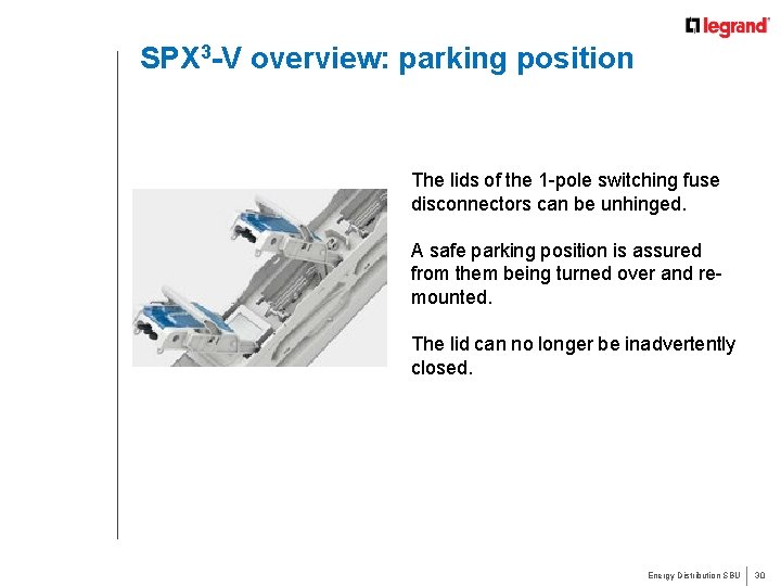 SPX 3 -V overview: parking position The lids of the 1 -pole switching fuse
