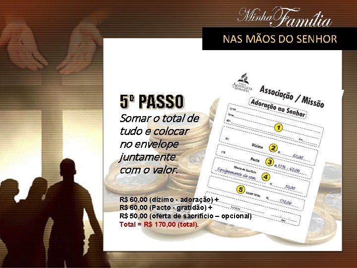 NAS MÃOS DO SENHOR 5º PASSO Somar o total de tudo e colocar no