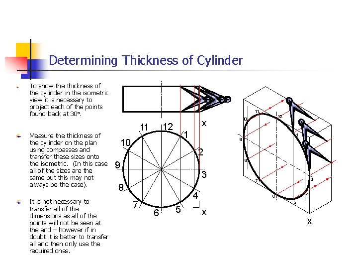 Determining Thickness of Cylinder To show the thickness of the cylinder in the isometric