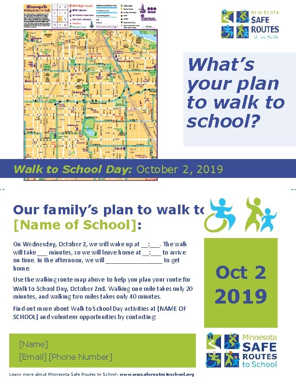 What’s your plan to walk to school? Walk to School Day: October 2, 2019