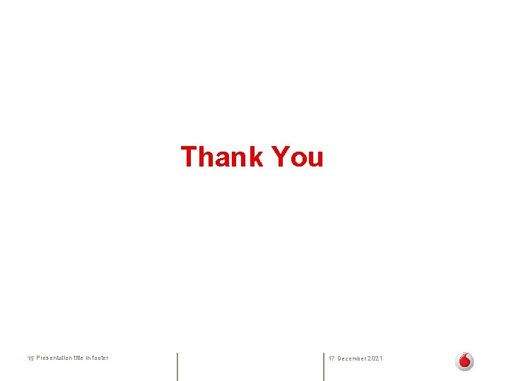 Thank You 15 Presentation title in footer 17 December 2021 