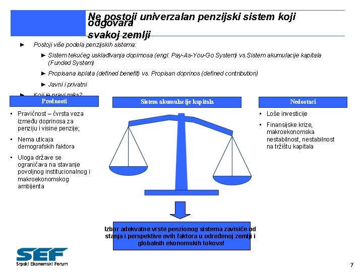 Ne postoji univerzalan penzijski sistem koji odgovara svakoj zemlji ► Postoji više podela penzijskih