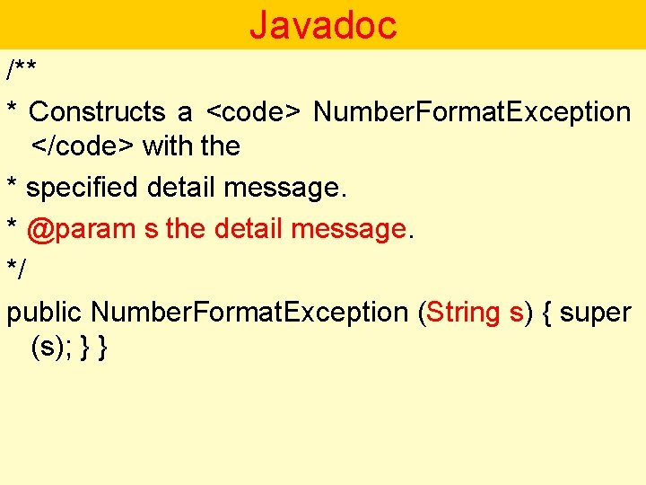Javadoc /** * Constructs a <code> Number. Format. Exception </code> with the * specified