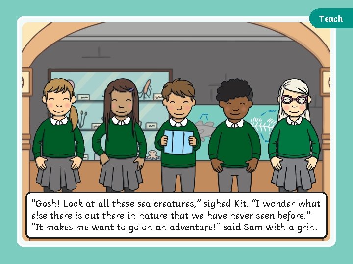 Teach “Gosh! Look at all these sea creatures, ” sighed Kit. “I wonder what Teach “Gosh! Look at all these sea creatures, ” sighed Kit. “I wonder what