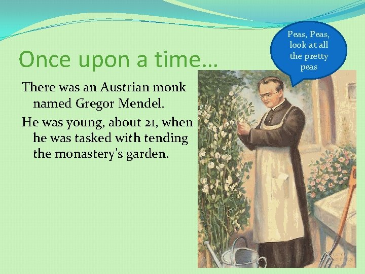 Once upon a time… There was an Austrian monk named Gregor Mendel. He was