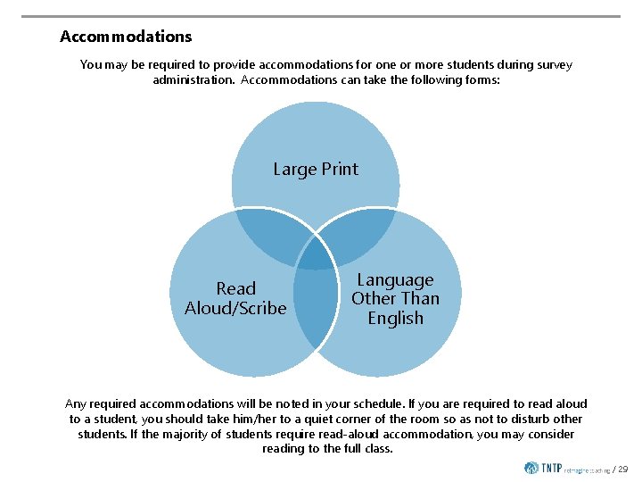 Accommodations You may be required to provide accommodations for one or more students during