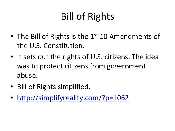 Bill of Rights Activity Rank Them Rank the