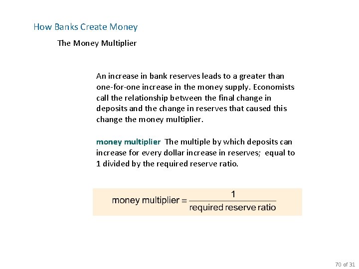 How Banks Create Money The Money Multiplier An increase in bank reserves leads to