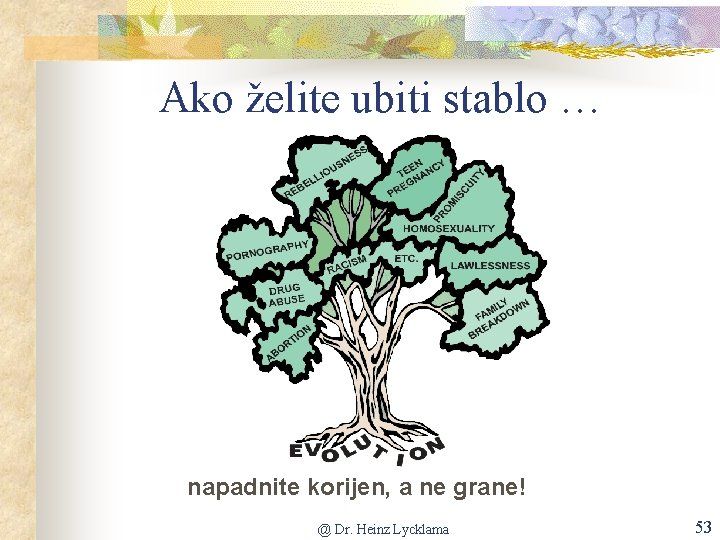 Ako želite ubiti stablo … napadnite korijen, a ne grane! @ Dr. Heinz Lycklama