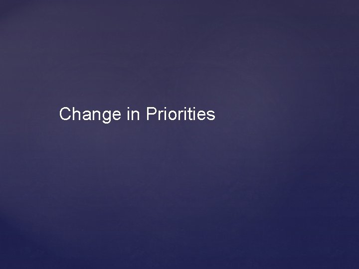 Change in Priorities 