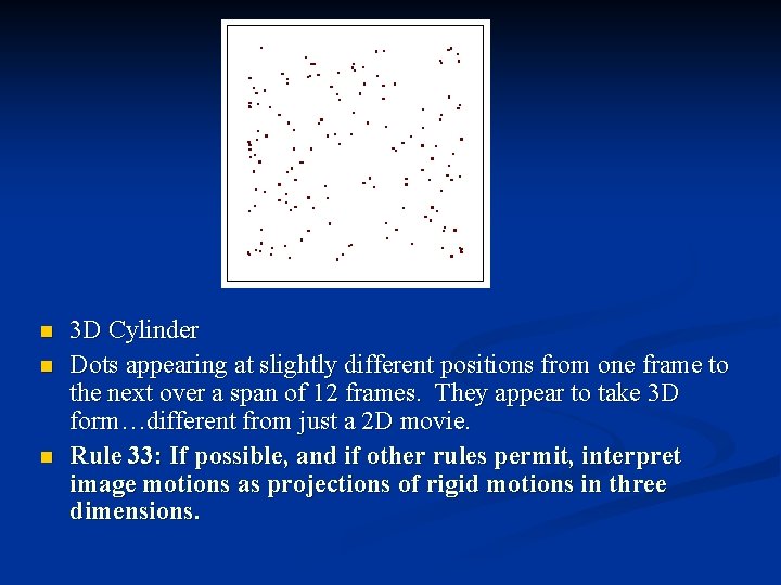 n n n 3 D Cylinder Dots appearing at slightly different positions from one