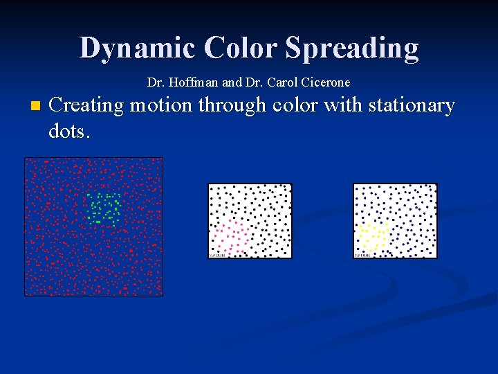 Dynamic Color Spreading Dr. Hoffman and Dr. Carol Cicerone n Creating motion through color