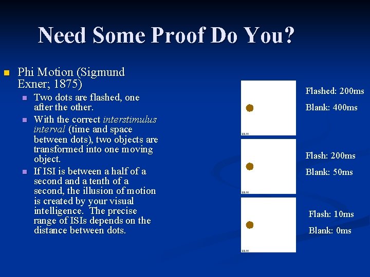 Need Some Proof Do You? n Phi Motion (Sigmund Exner; 1875) n n n