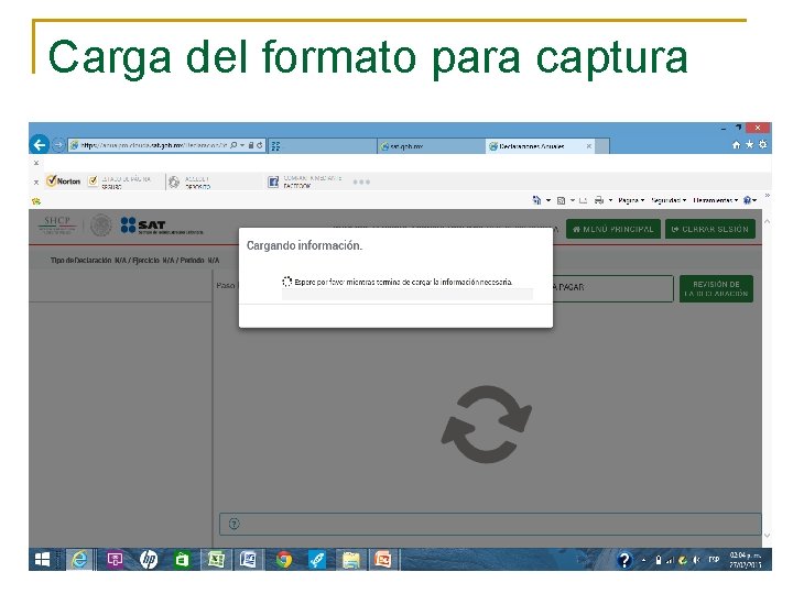 Carga del formato para captura 