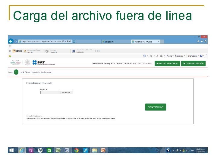 Carga del archivo fuera de linea 