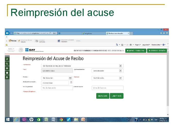 Reimpresión del acuse 