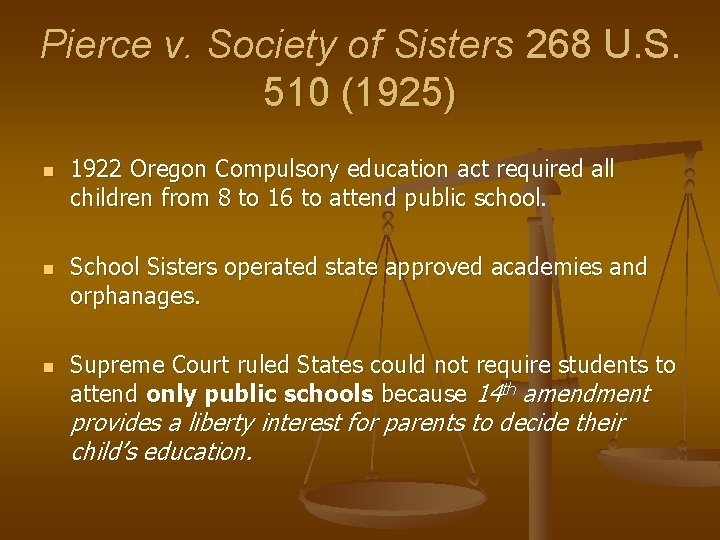 Pierce v. Society of Sisters 268 U. S. 510 (1925) n n n 1922