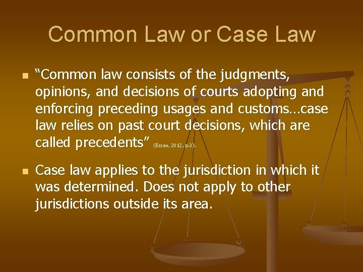 Common Law or Case Law n “Common law consists of the judgments, opinions, and