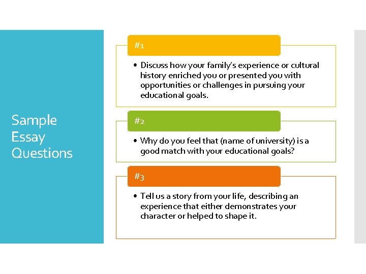 #1 • Discuss how your family’s experience or cultural history enriched you or presented