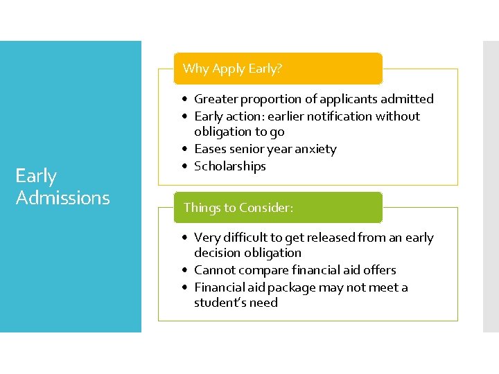 Why Apply Early? Early Admissions • Greater proportion of applicants admitted • Early action: