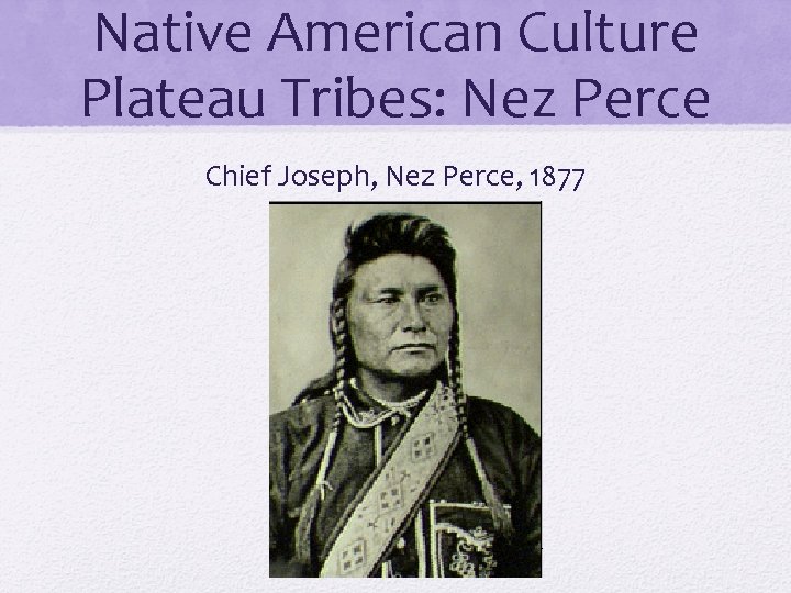 Native American Culture Plateau Tribes: Nez Perce Chief Joseph, Nez Perce, 1877 
