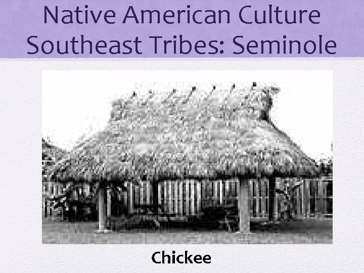 Native American Culture Southeast Tribes: Seminole Chickee 