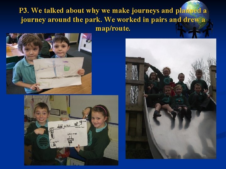 P 3. We talked about why we make journeys and planned a journey around