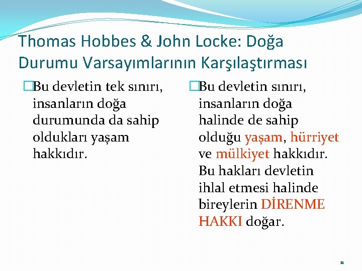 Thomas Hobbes & John Locke: Doğa Durumu Varsayımlarının Karşılaştırması �Bu devletin tek sınırı, insanların