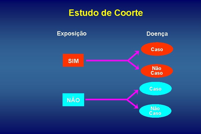 Estudo de Coorte Exposição Doença Caso SIM Não Caso NÃO Não Caso 