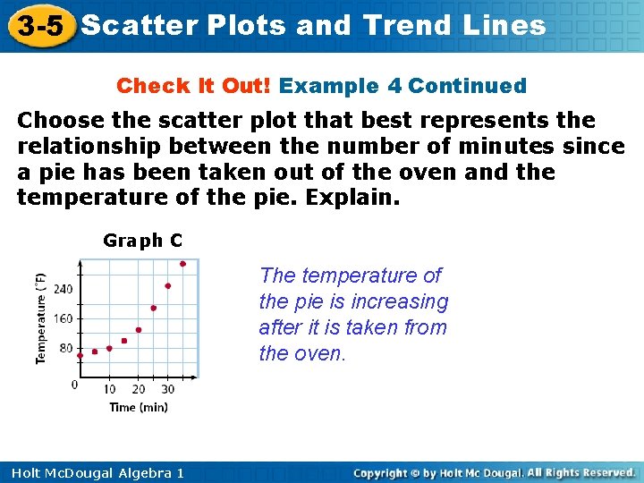 3 -5 Scatter Plots and Trend Lines Check It Out! Example 4 Continued Choose