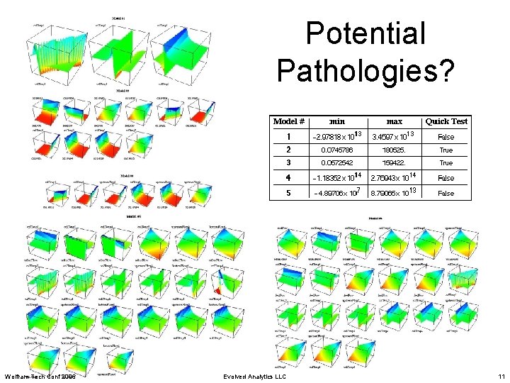 Potential Pathologies? Wolfram Tech Conf 2006 Evolved Analytics LLC 11 