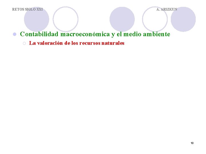 RETOS SIGLO XXI l A. ARIZKUN Contabilidad macroeconómica y el medio ambiente ¡ La