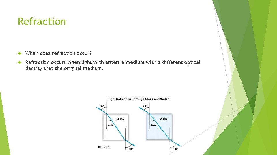 Refraction When does refraction occur? Refraction occurs when light with enters a medium with
