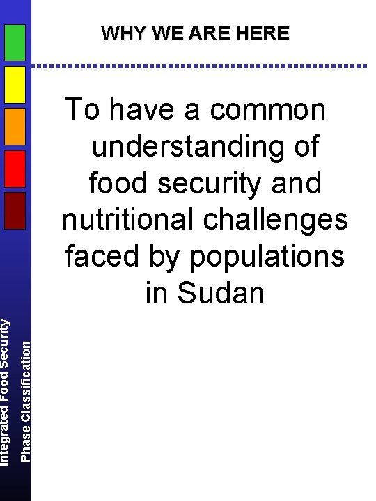 To have a common understanding of food security and nutritional challenges faced by populations