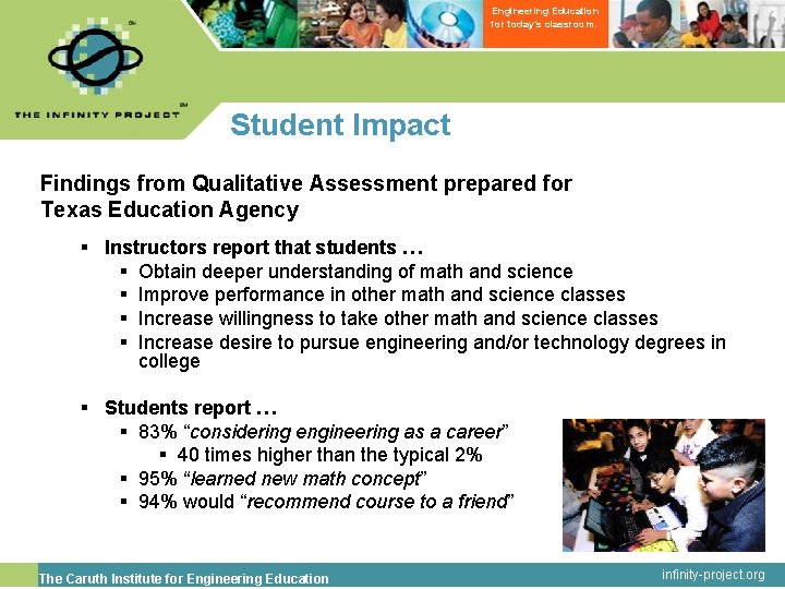 Engineering Education for today’s classroom. Student Impact Findings from Qualitative Assessment prepared for Texas