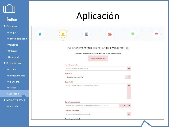 ⁞ Índice v Contexto § Por qué § Contextualización § Objetivos § Criterios §