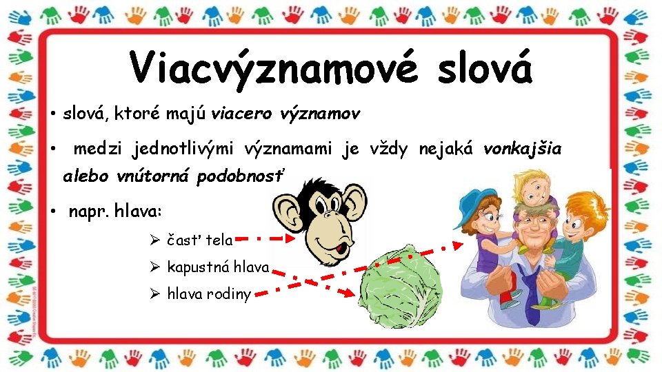 Viacvýznamové slová • slová, ktoré majú viacero významov • medzi jednotlivými významami je vždy