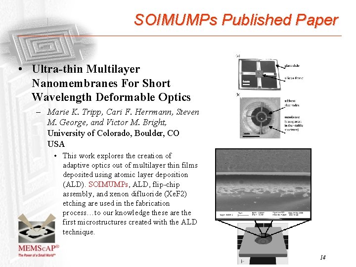 SOIMUMPs Published Paper • Ultra-thin Multilayer Nanomembranes For Short Wavelength Deformable Optics – Marie