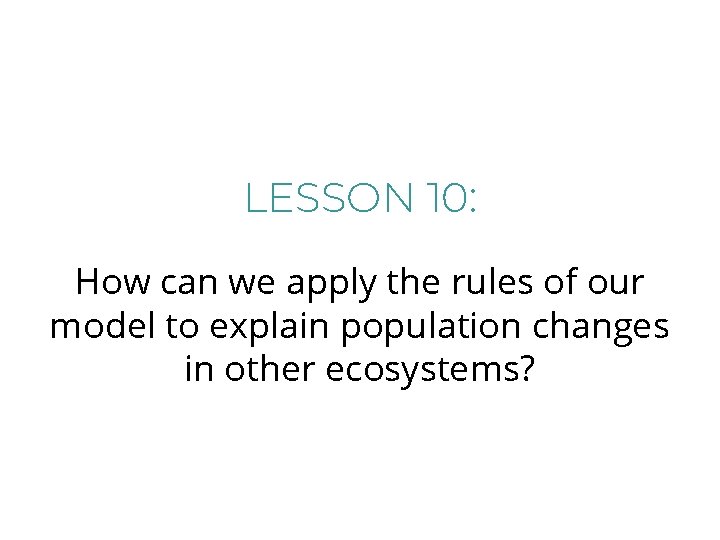 LESSON 10: How can we apply the rules of our model to explain population