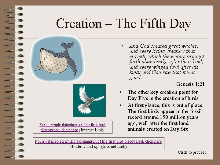 Creation – The Fifth Day • • • For a simple datasheet on the