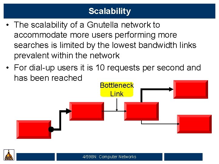 Scalability • The scalability of a Gnutella network to accommodate more users performing more