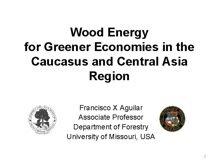 Wood Energy for Greener Economies in the Caucasus and Central Asia Region Francisco X