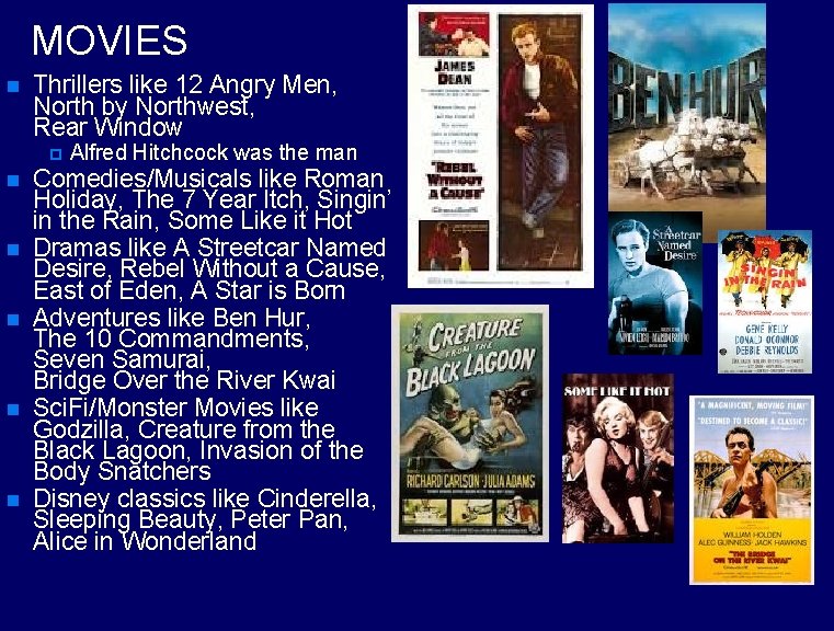 MOVIES n Thrillers like 12 Angry Men, North by Northwest, Rear Window p n